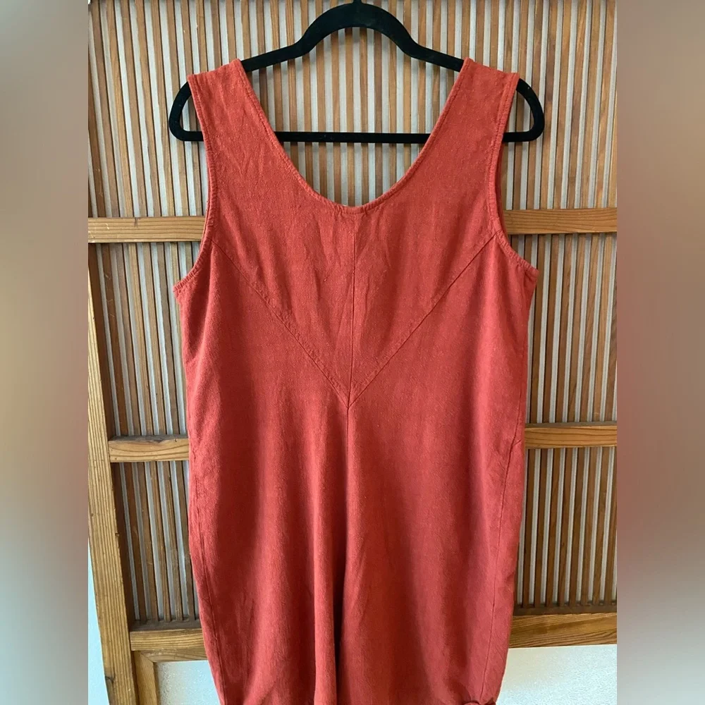 Eve Gravel Linen Shorts Romper in Clay - Picture 7 of 14